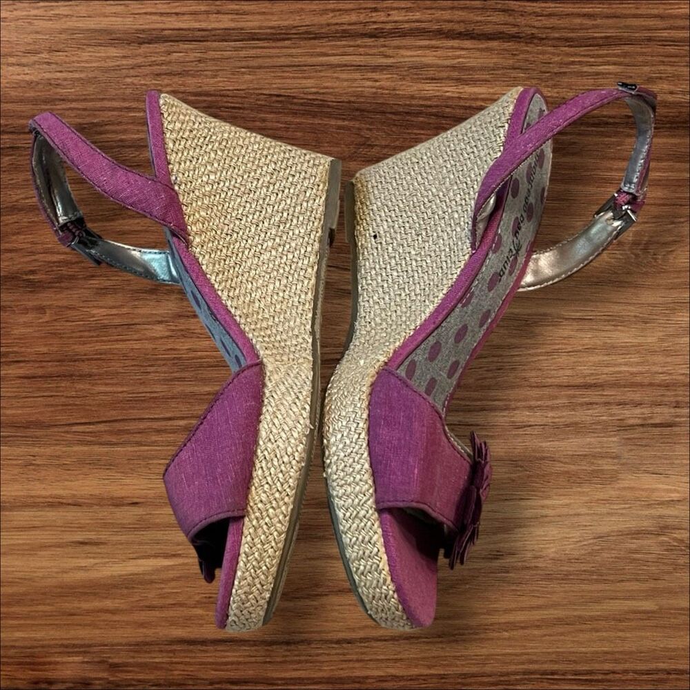 Montego Bay Club Pink Floral Espadrille Wedge Sandals Size 7.5 - Picture 2 of 13